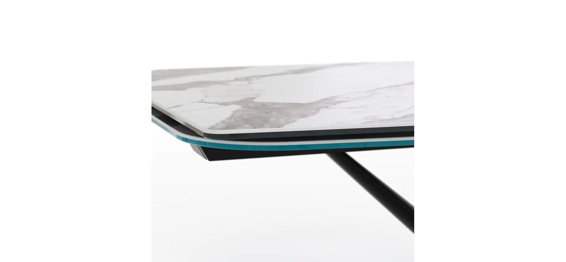 Esstisch Savona - LB ca. 200x100 cm, ausziehbar, Keramik, Weiß, Bootsform