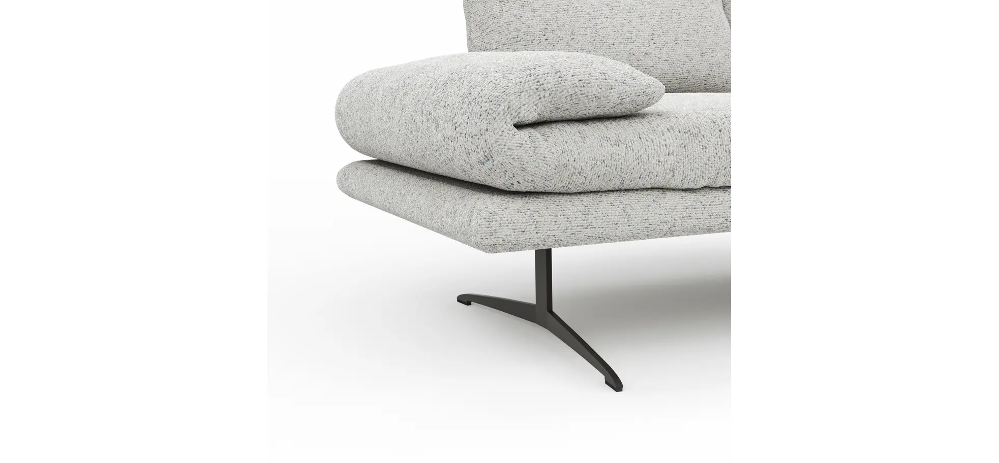 Sofa Lucero 2.0 - 2-Sitzer klein inkl. Drehsitz, Rollout-Armlehne und Sitztiefe verstellbar, Stoff, Offwhite