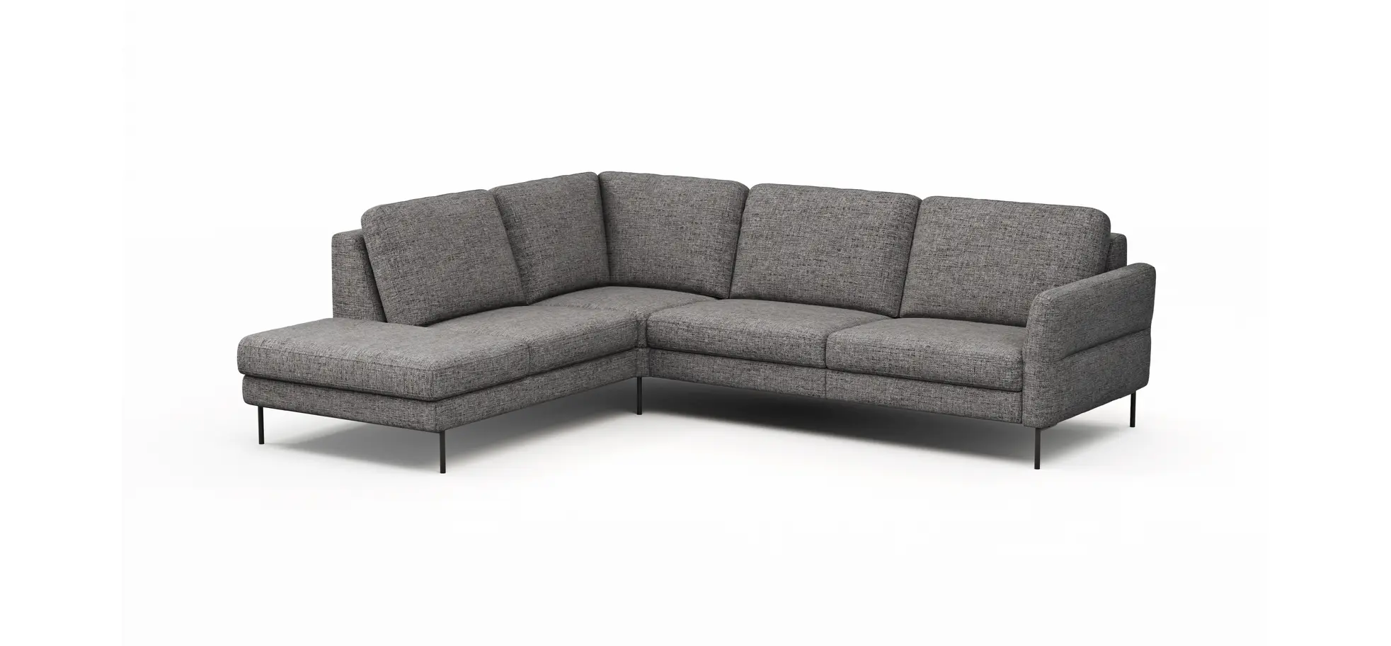Ecksofa  Enna - Ecke links, 3-Sitzer, Sitzvorzug (motorisch), Stoff, Graphit