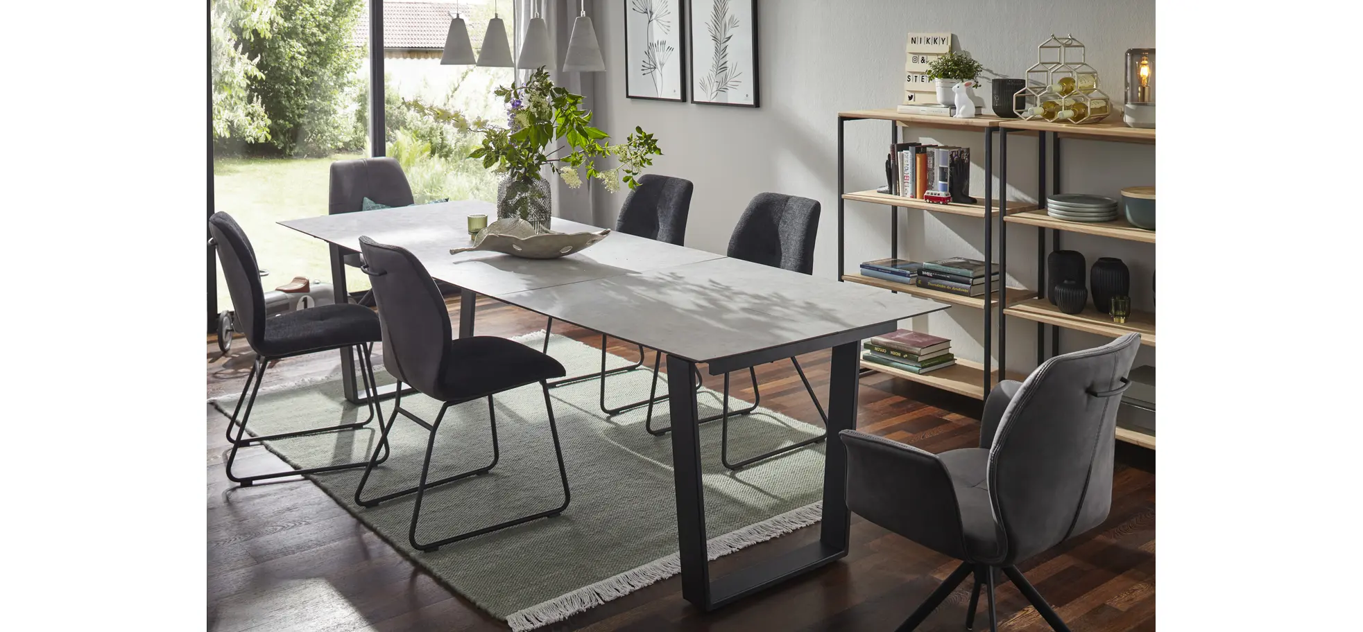 Esstisch Dinner - verlängerbar, LB ca. 200x95 cm, Kunststoff, Hellgrau