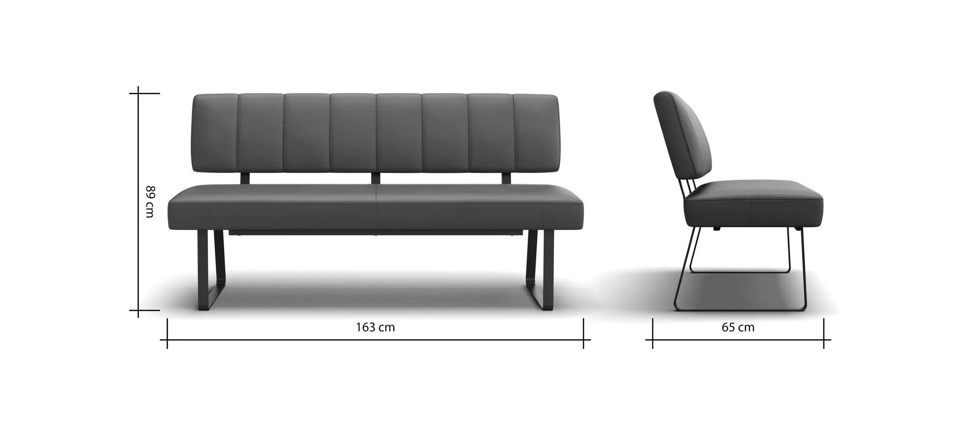 Polsterbank Carmelo - Breite ca. 163cm, Leder, Olive