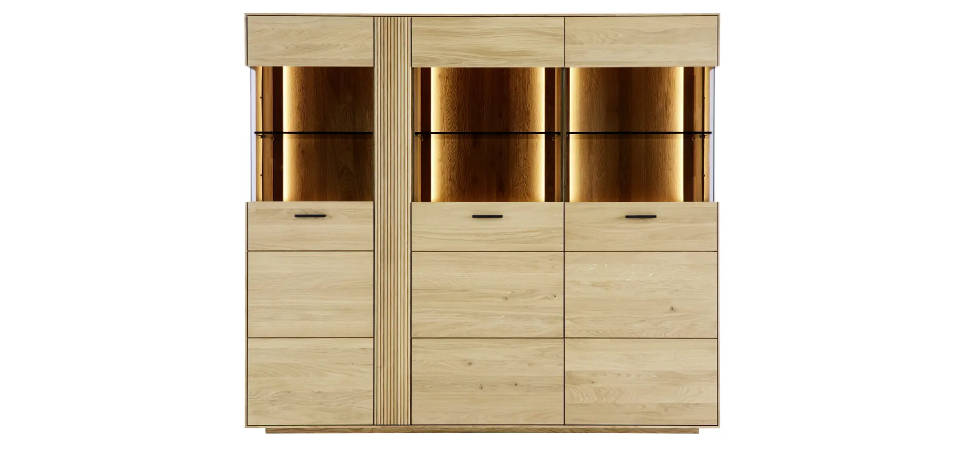 Highboard Estana - inkl. Beleuchtung, Eiche massiv, legno 9151998