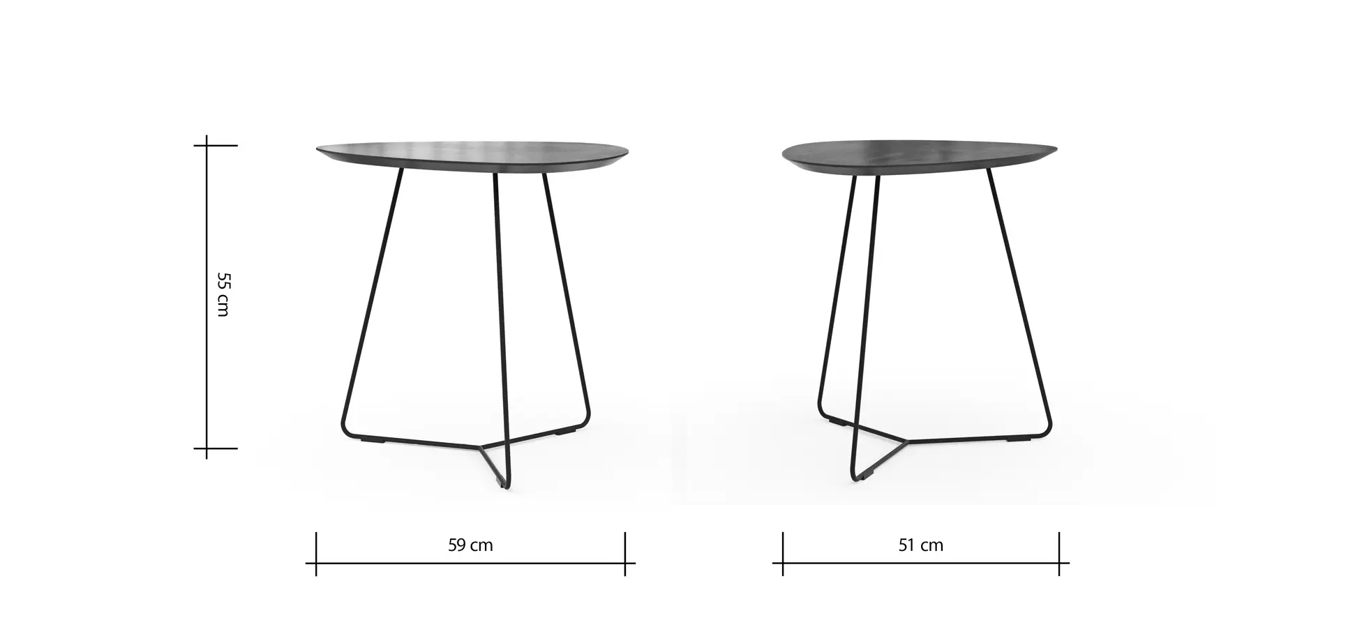 Ecktisch Fano - LBH ca. 59x50x55 cm, HPL Laminat, Graubraun