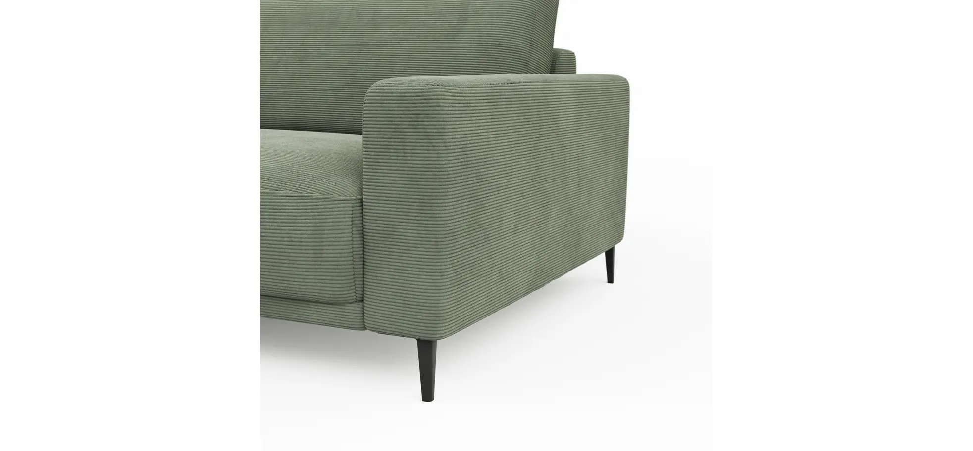 Ecksofa Solero - Longchair groß mit 1,5-Sitzer rechts, Stoff, Olivgrün