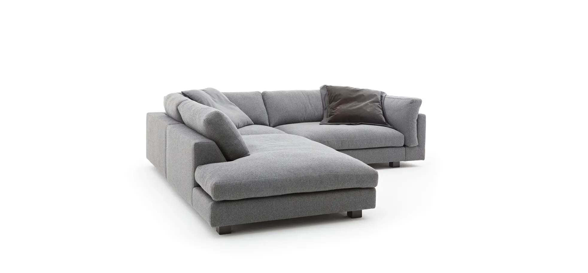 Ecksofa Aprino 3 - Ecke links mit 2,5-Sitzer, Stoff, Grau