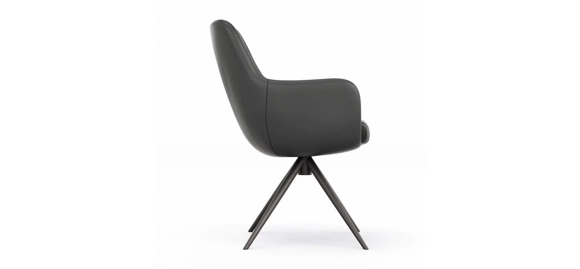 Armlehnstuhl Mis Legere - Leder, Schwarz, Stativ, Anthrazit