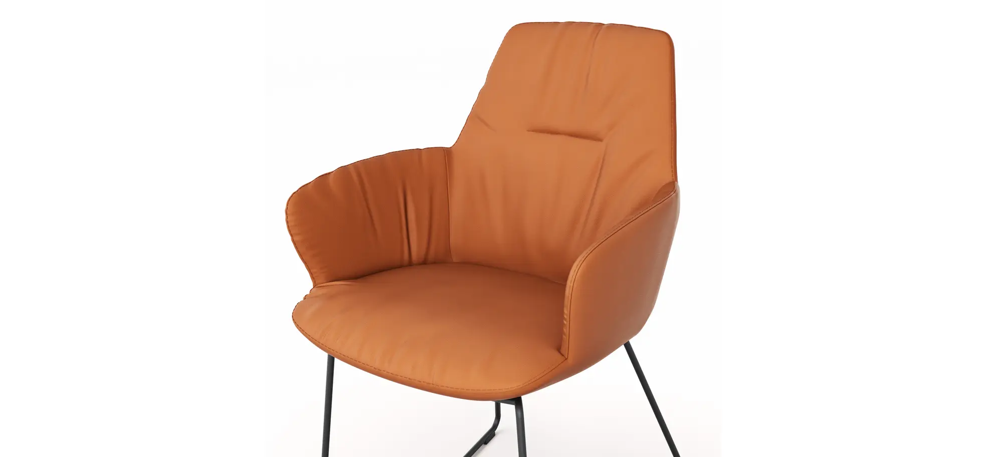 Armlehnstuhl Pegara - Leder, Papaya