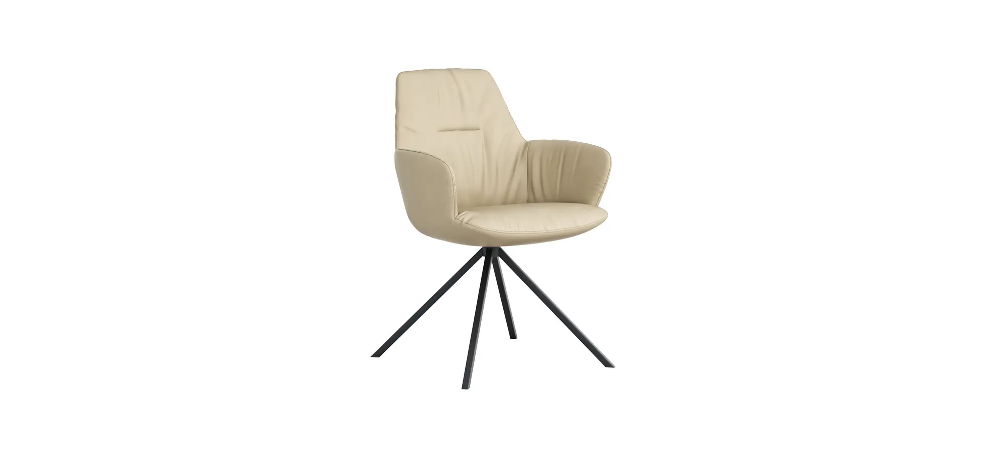 Armlehnstuhl Pegara -  Leder, Beige, Gestell Stativ