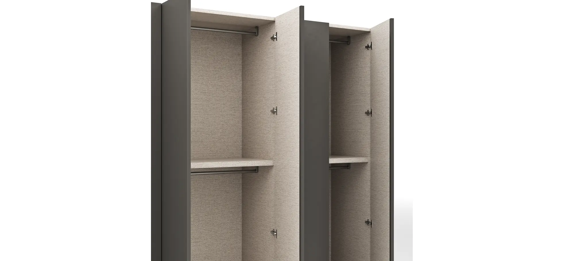 Drehtürenschrank Loretto - B ca. 280 cm, Melamin matt, Anthrazit