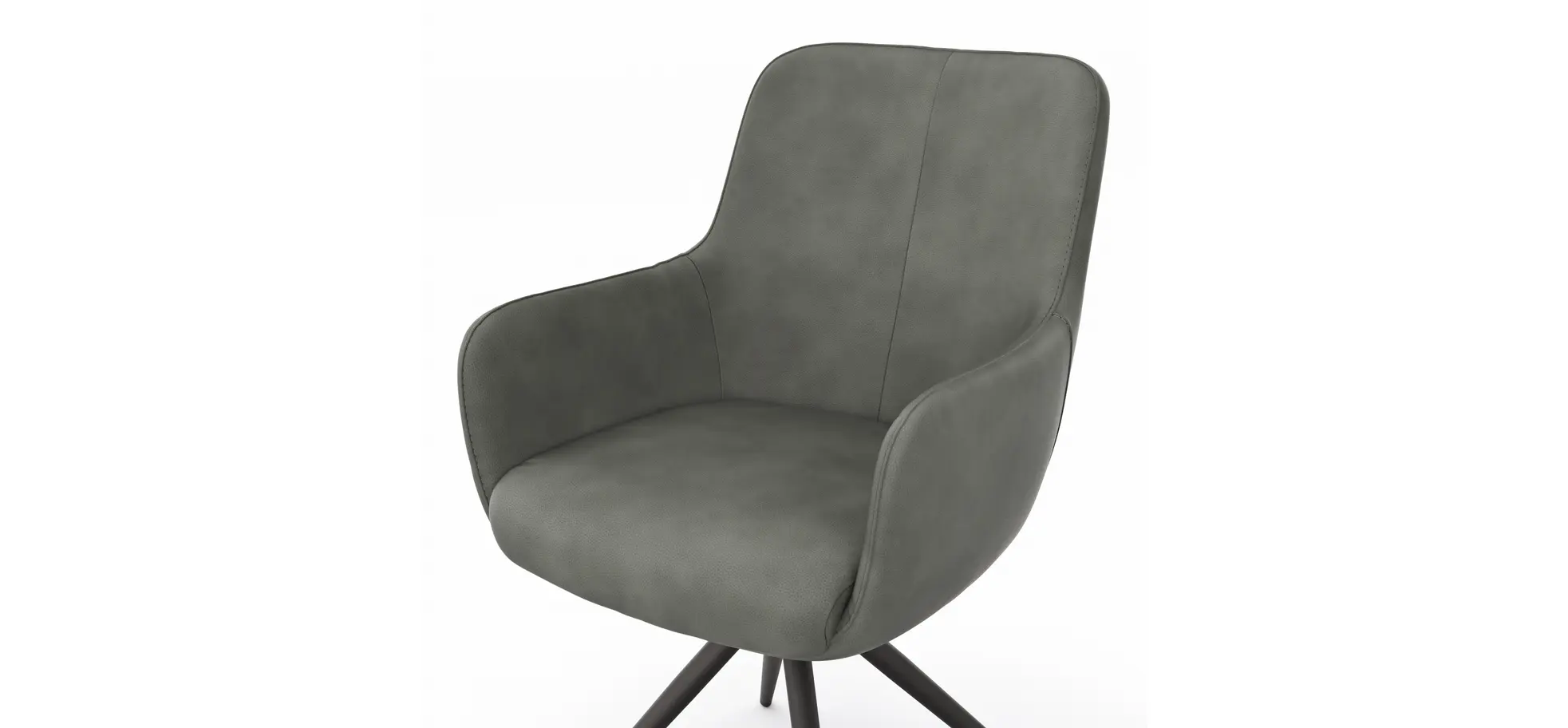 Armlehnstuhl Mis - Leder, Dunkelgrau, Gestell, Anthrazit