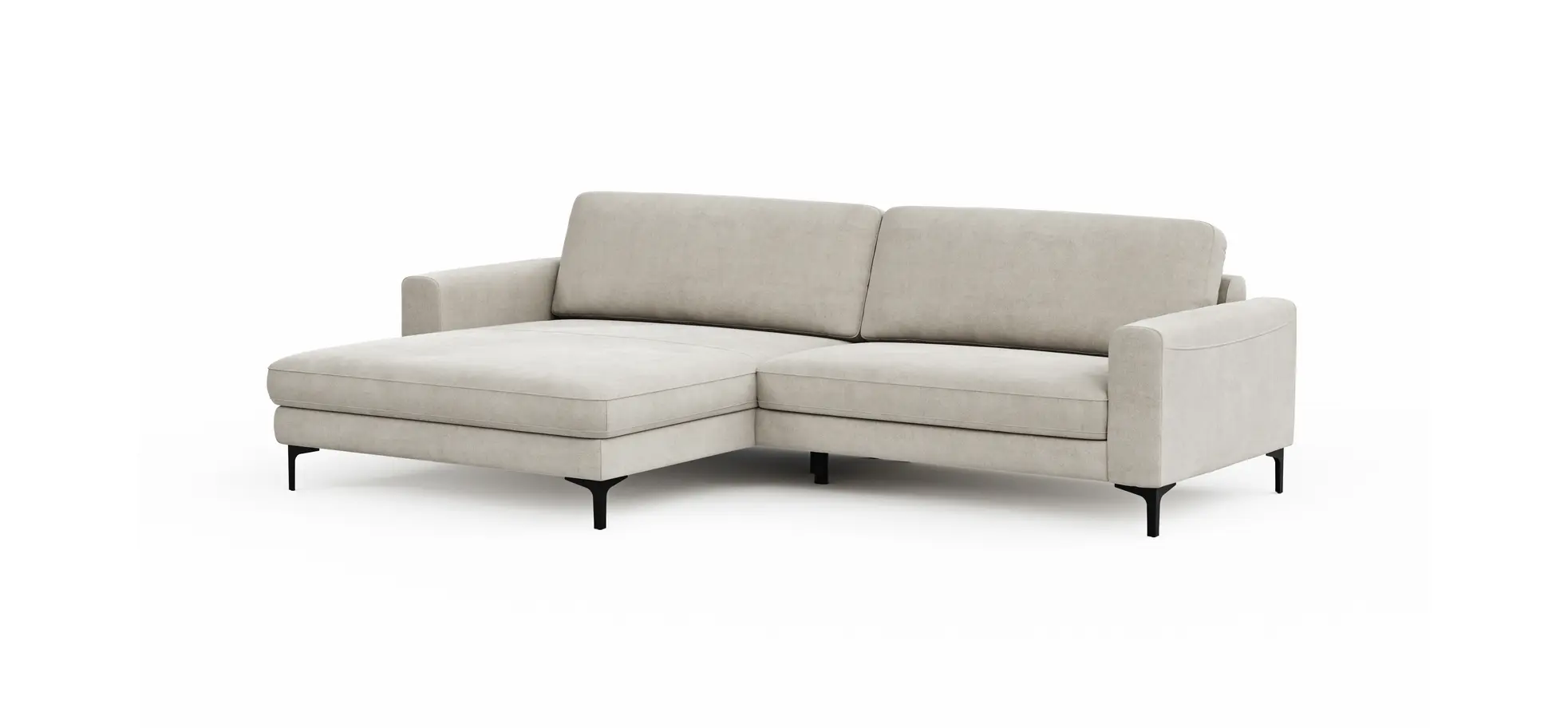 Ecksofa Oviedo - Longchair links mit 1,5-Sitzer, Stoff, Natur