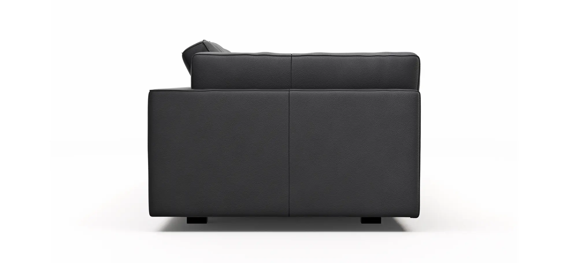 Sofa Aprino 3 - 3,5-Sitzer L, Dickleder, schwarz, Armlehne Kissen