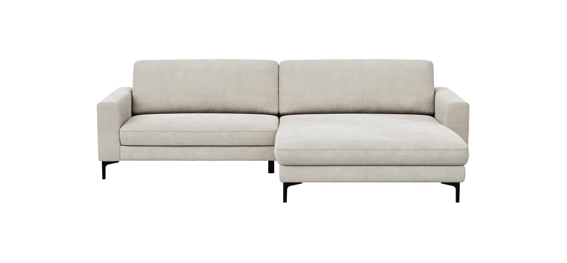 Ecksofa Oviedo - 1,5-Sitzer mit Longchair rechts inkl. Relaxfunktion (motorisch), Stoff, Natur 102355