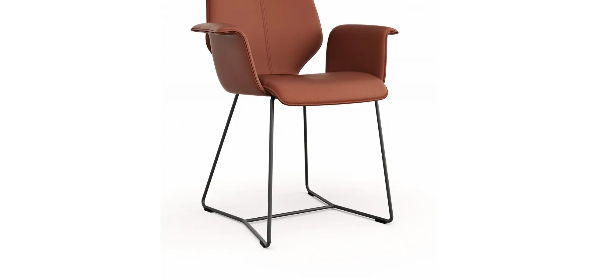 Armlehnstuhl Penthouse - Leder, Rost, Kufen, Anthrazit