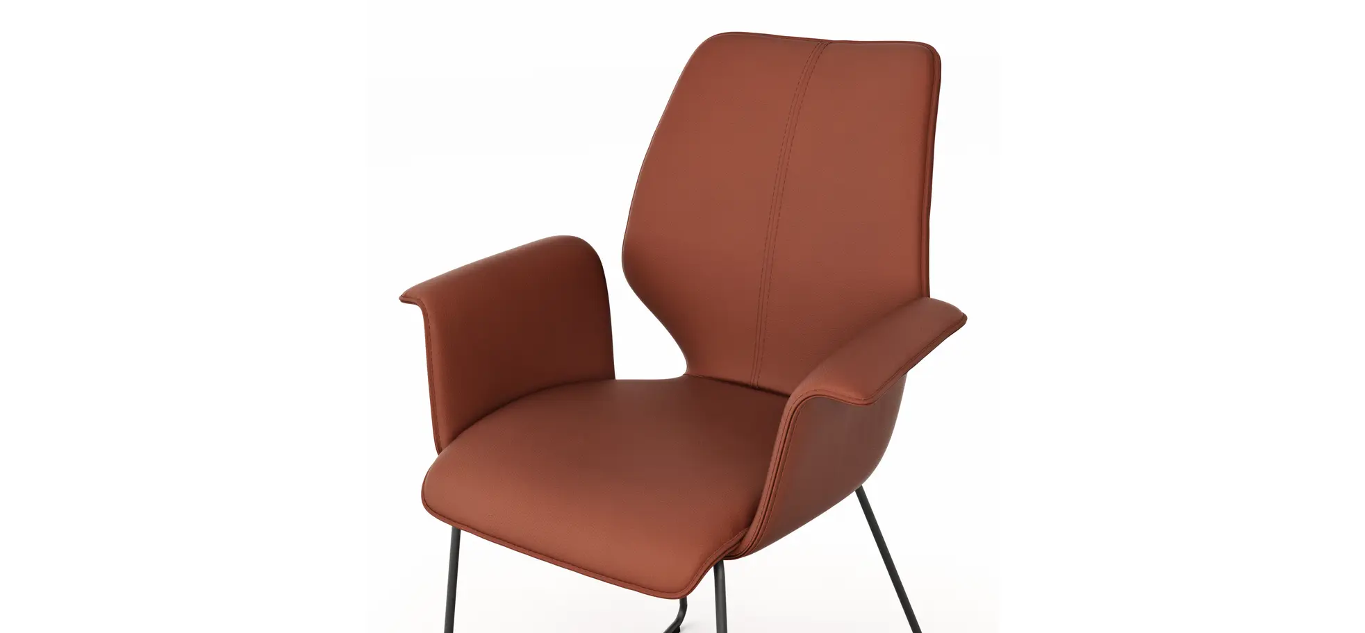 Armlehnstuhl Penthouse - Leder, Rost, Kufen, Anthrazit