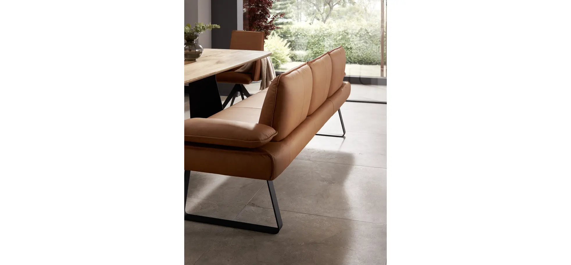 Polsterbank Elda - Breite ca. 236 cm, Leder, Cognac