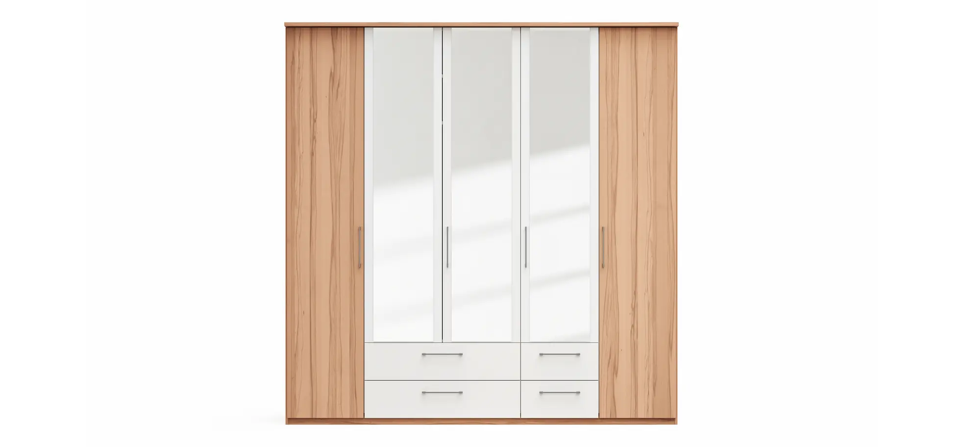 Drehtürenschrank Viana - B. ca. 225 cm, Furnier, Kernbuche, Weiß