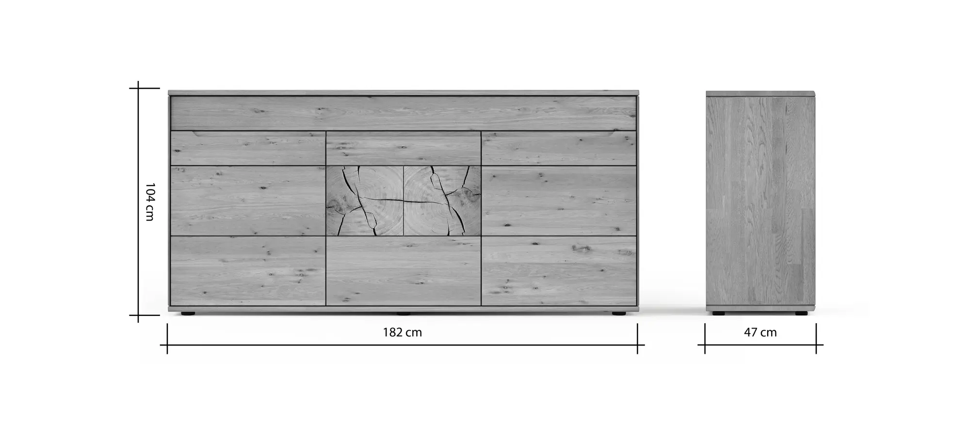 Sideboard Amora - Wildeiche massiv bianco