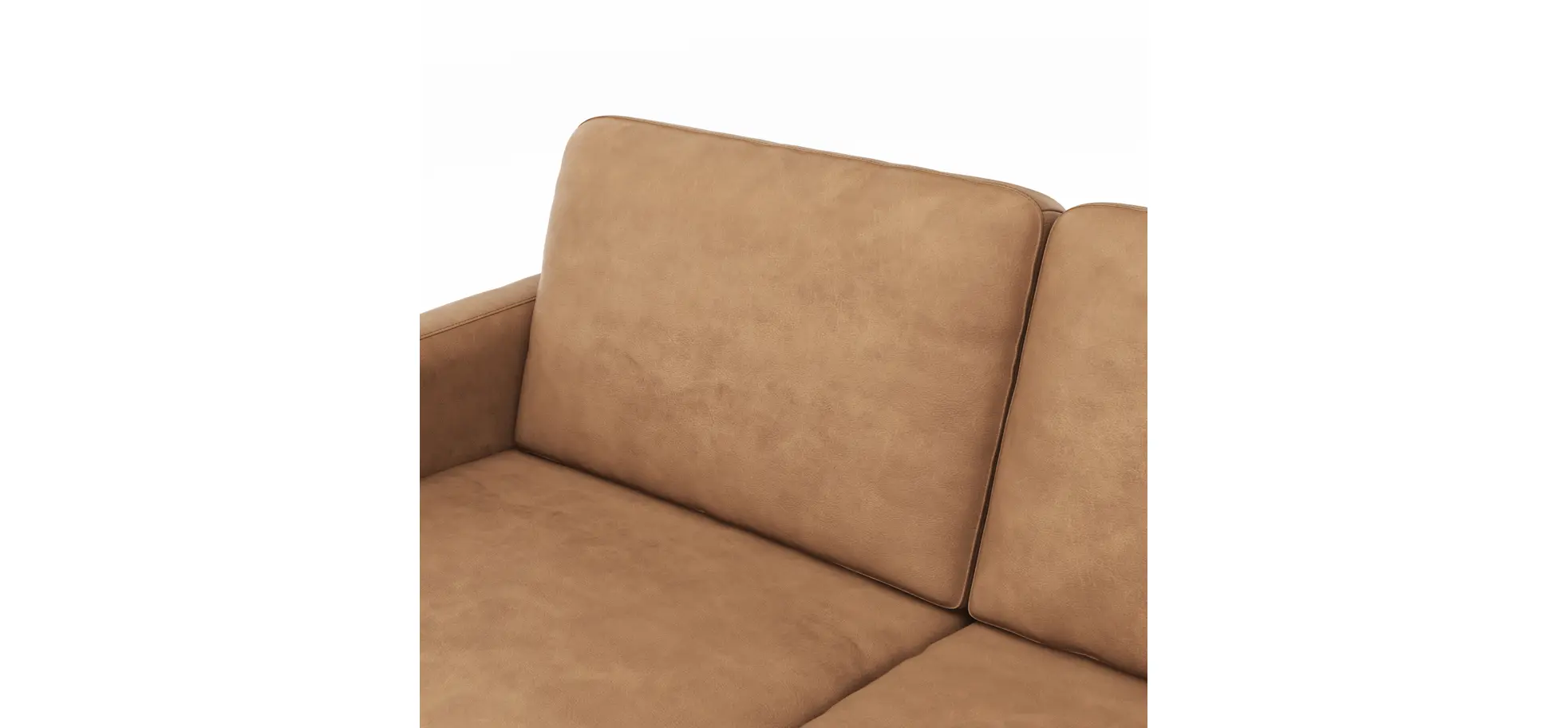 Ecksofa Enna - 3-Sitzer mit Longchair rechts, Armlehne A, Leder, Cognac