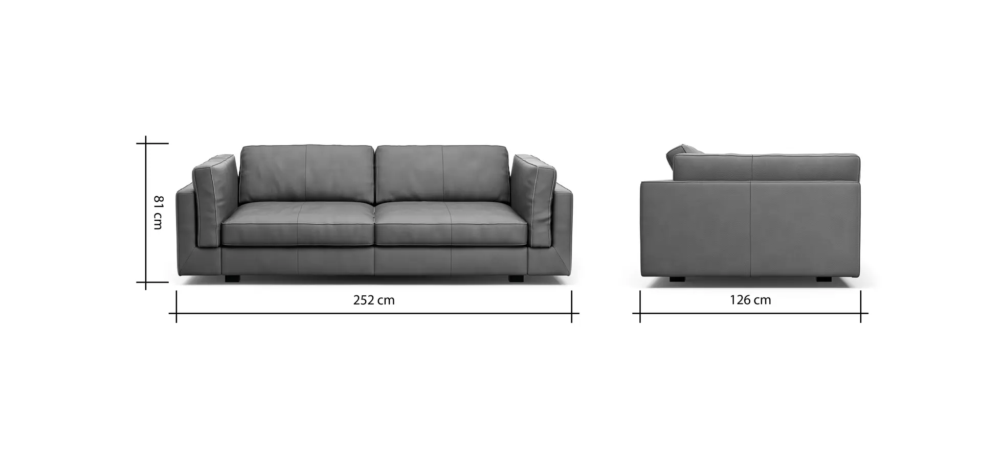 Sofa Aprino 3 - 3,5-Sitzer XL, Dickleder, Cognac, Armlehne Kissen