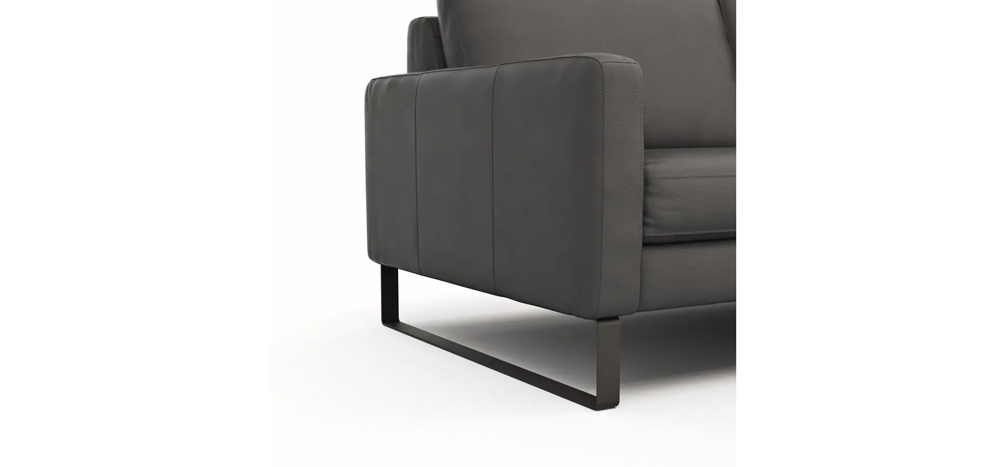 Sofa Enna - 3-Sitzer, Leder, Anthrazit