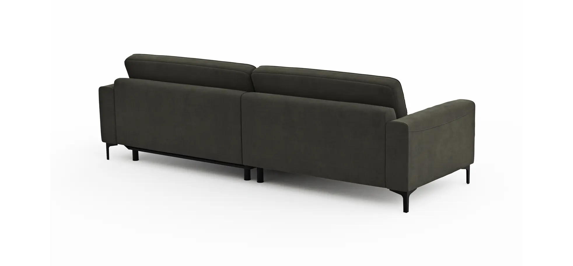 Ecksofa Oviedo - 1,5-Sitzer mit Longchair rechts inkl. Relaxfunktion (motorisch), Stoff, Braungrün