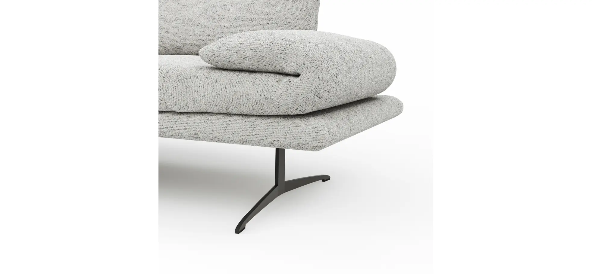 Ecksofa Lucero 2.0 - Longchair mit 2-Sitzer rechts inkl. Sitztiefenverstellung, Drehsitz und Sitztiefe verstellbar, Stoff, Offwhite