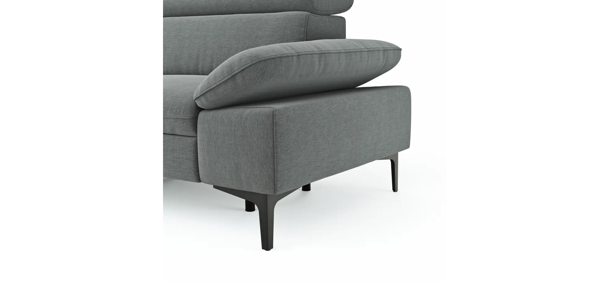 Ecksofa Felipa - Ecke links mit 2,5-Sitzer inkl. Armlehne verstellbar und Rückenlehne/Sitztiefe verstellbar (motorisch), Stoff, Grau