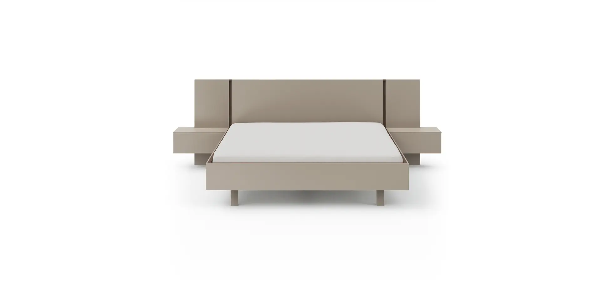 Bettanlage Matera - Liegefläche ca. 180x200 cm, Lack, Muschelgrau, Wildeiche, Coffee