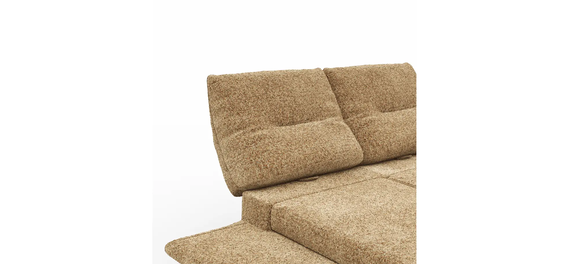 Sofa Lucero 2.0 - 2-Sitzer inkl. Drehsitz, Rollout-Armlehne und Sitztiefe verstellbar, Stoff, Cognac