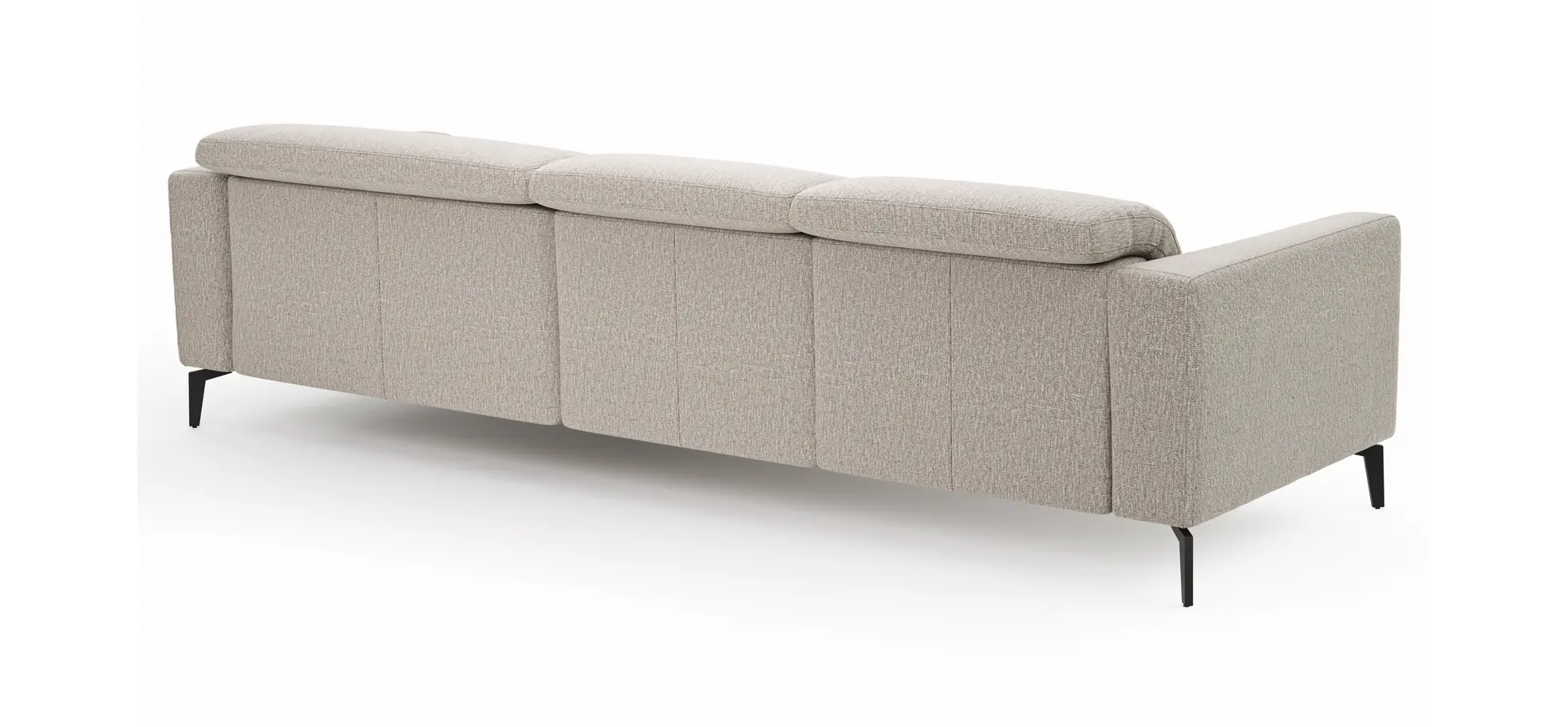 Ecksofa Rafaela 2.0 - 2,5-Sitzer mit Longchair rechts inkl. Sitzvorzug, Kopteilverstellung motorisch und Relaxfunktion motorisch im Longchair, Stoff, Champagner