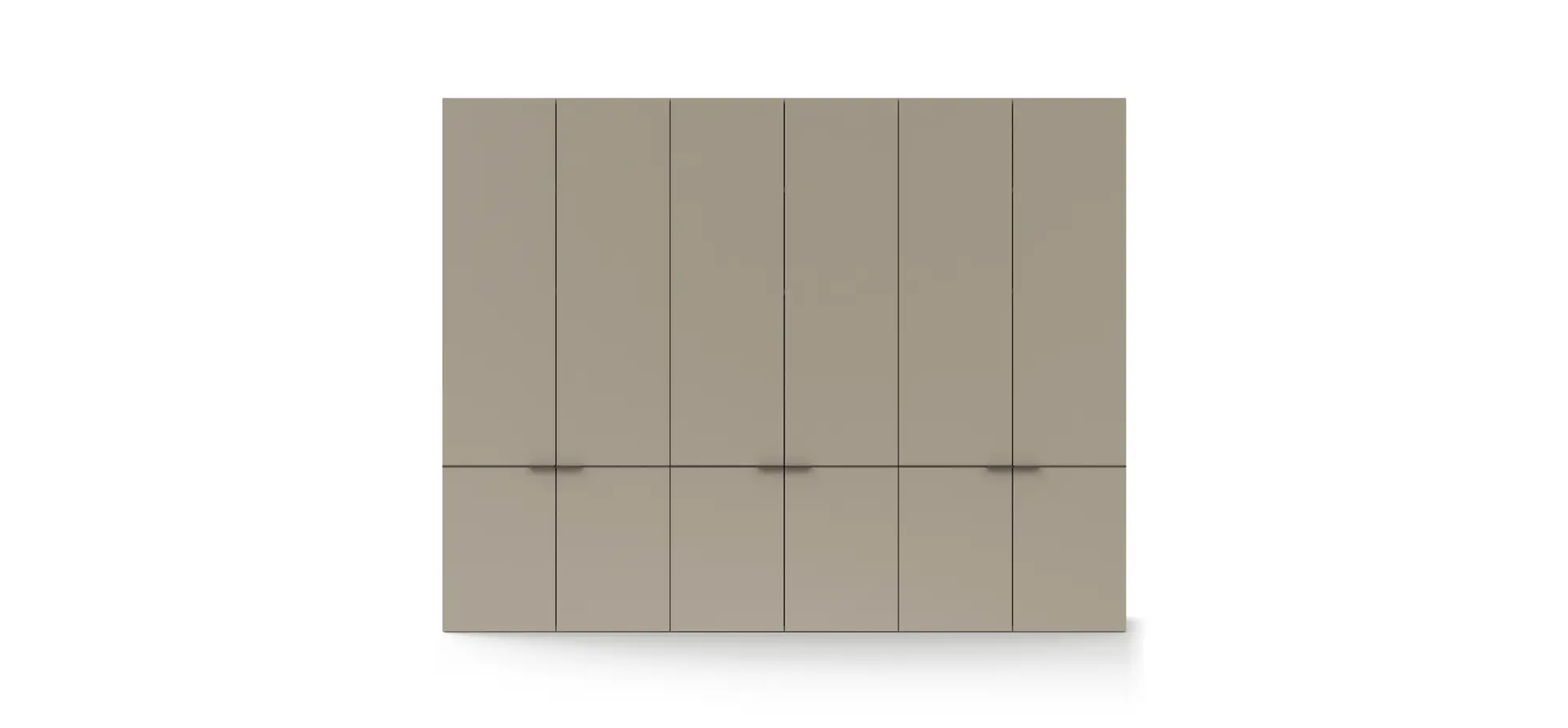 Drehtürenschrank Matera - BHT ca. 301x235x60 cm, Lack Matt, Muschelgrau, Griffe Coffee