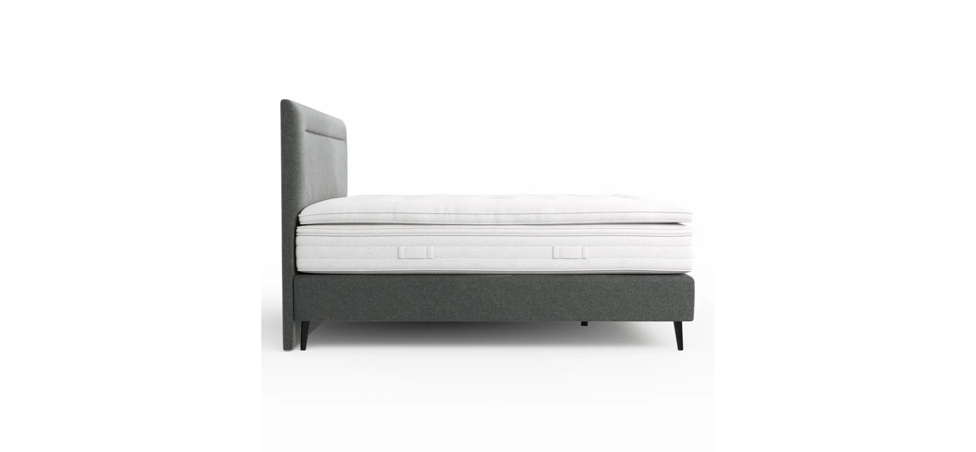 Boxspringbett Navelli 1 - Liegefläche ca. 180x200 cm, Stoff, Grau