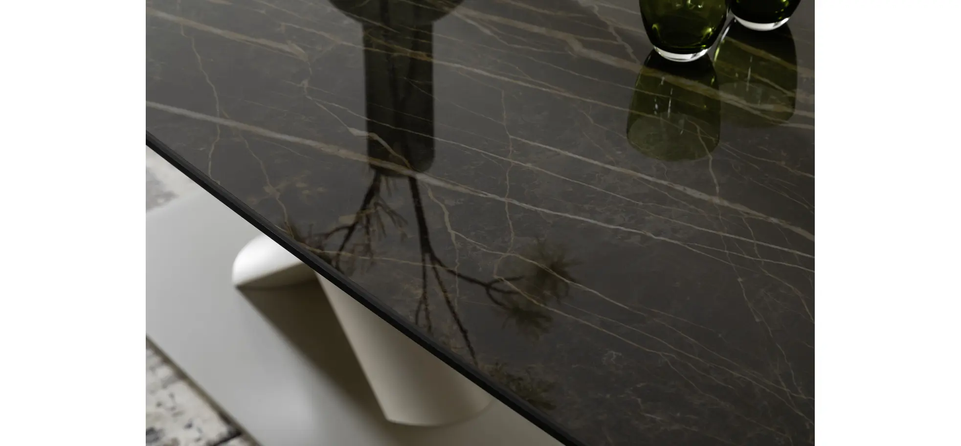 Esstisch Savona - LB ca. 280x100 cm, Fix, Keramik, Schwarz, Bootsform