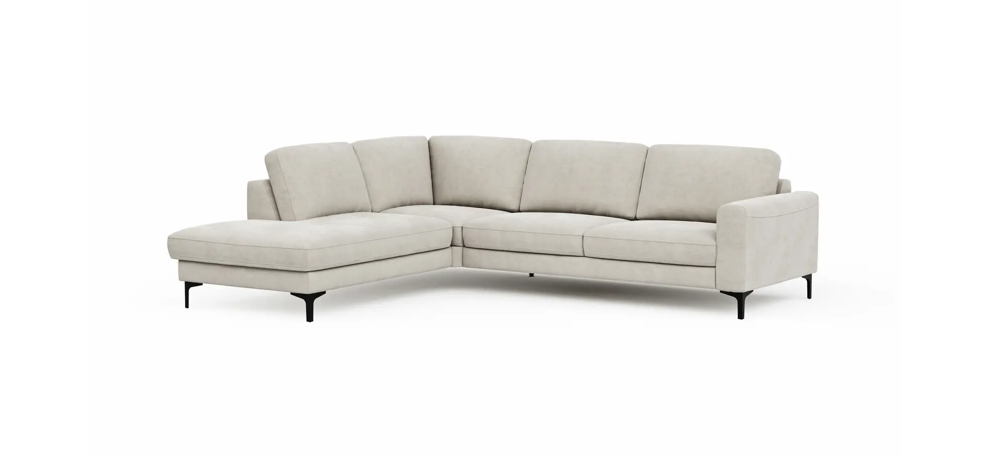 Ecksofa Oviedo - 2,5-Sitzer mit Ecke rechts, Stoff, Natur