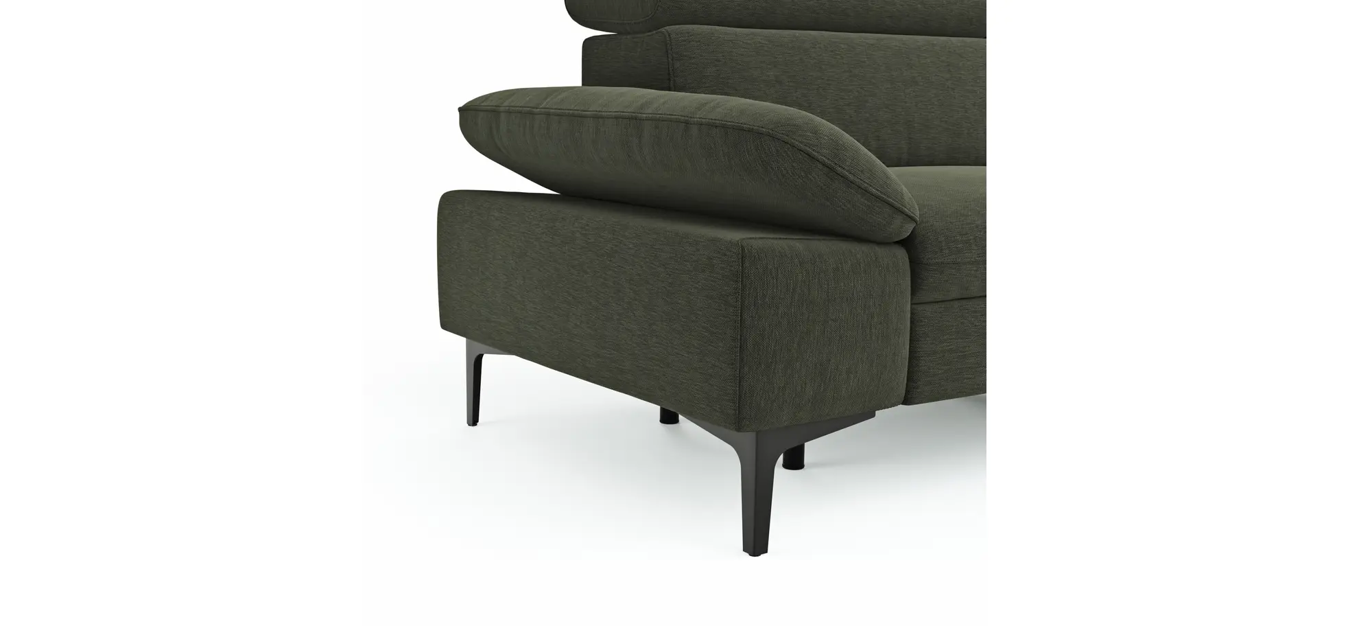 Ecksofa Felipa - 2,5-Sitzer mit Ecke rechts inkl. Armlehne verstellbar und Rückenlehne/Sitztiefe verstellbar (motorisch), Stoff, Dunkelgrün