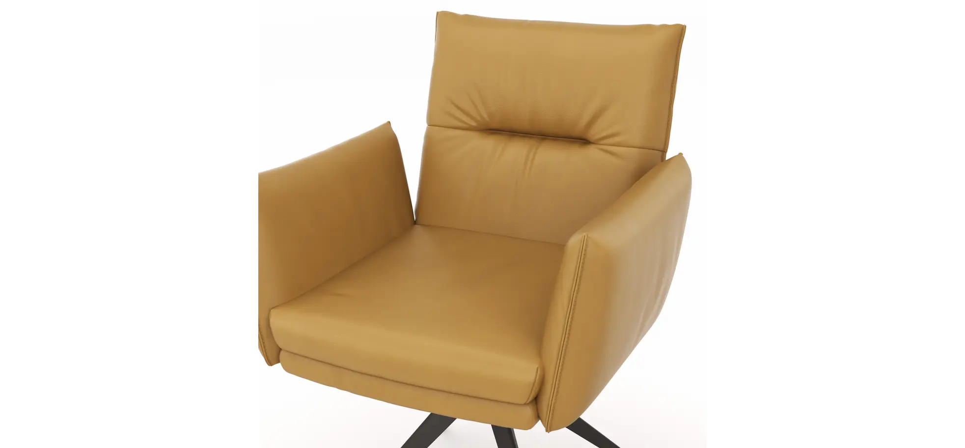 Armlehnstuhl Coscino - Leder, Kurkuma