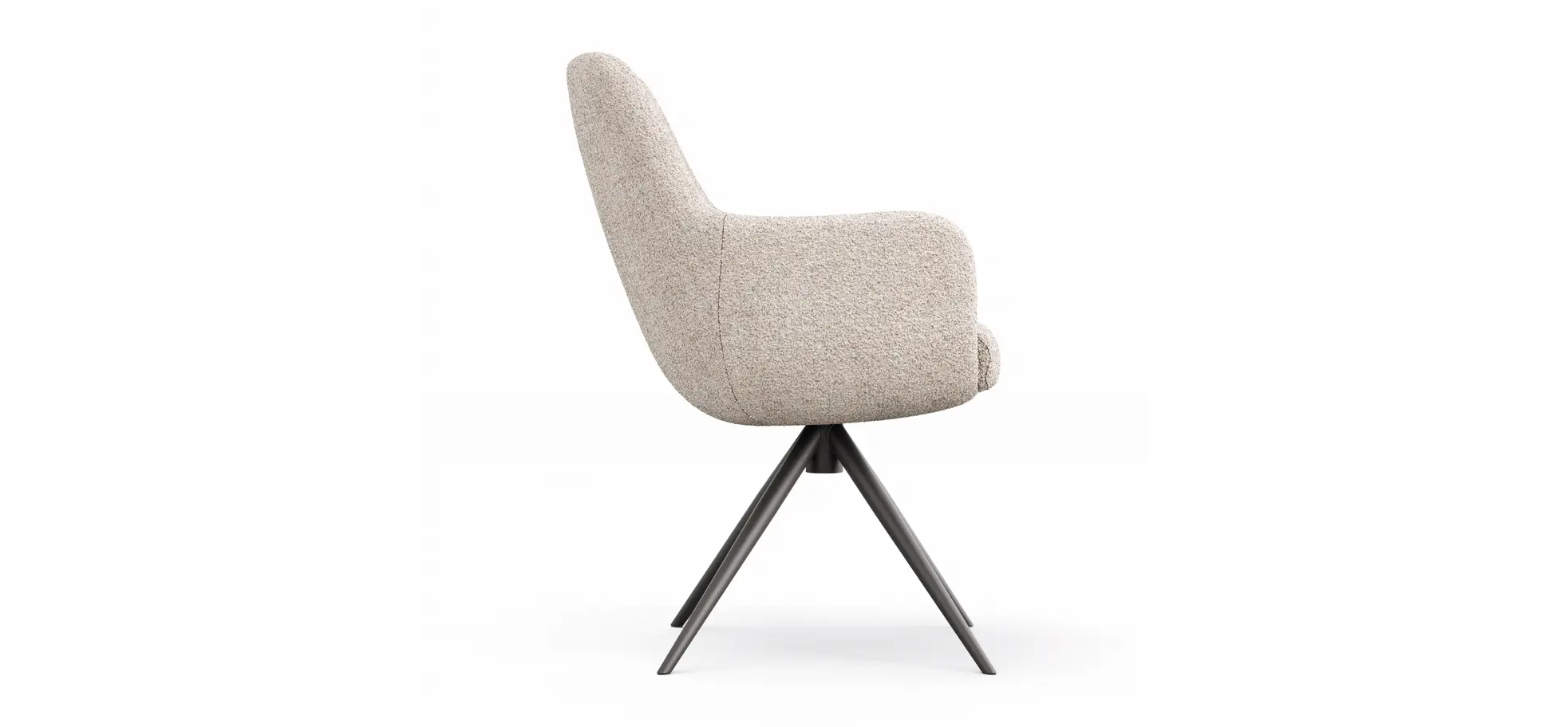 Armlehnstuhl Mis Legere - Boucle, Natur, Stativ, Anthrazit