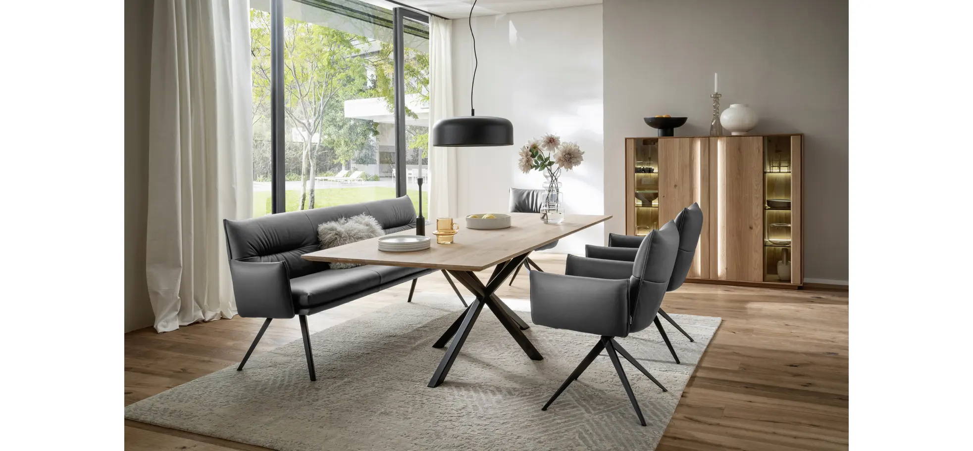 Esstisch Due Viso - LB ca. 220x100 cm, Wildeiche massiv, geölt