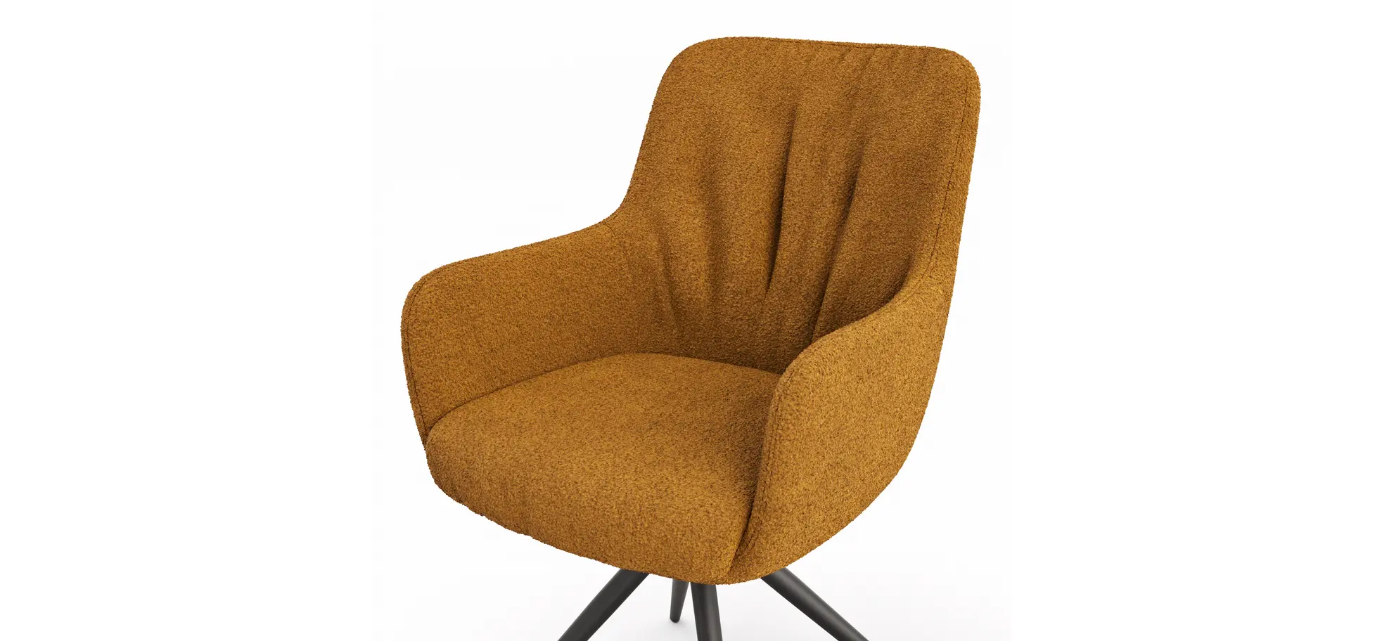 Armlehnstuhl Mis Legere - Boucle, Kurkuma, Stativ, Anthrazit