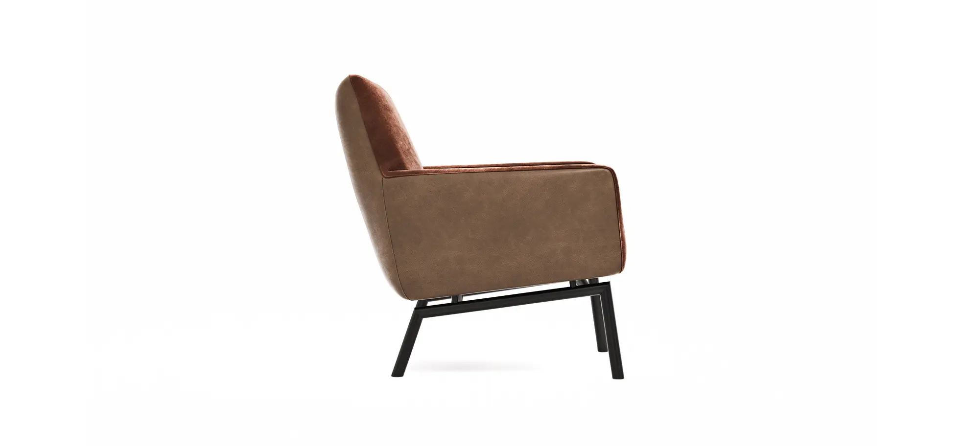 Sessel Matina - Größe M, Leder&Stoff, Cognac, Kupfer