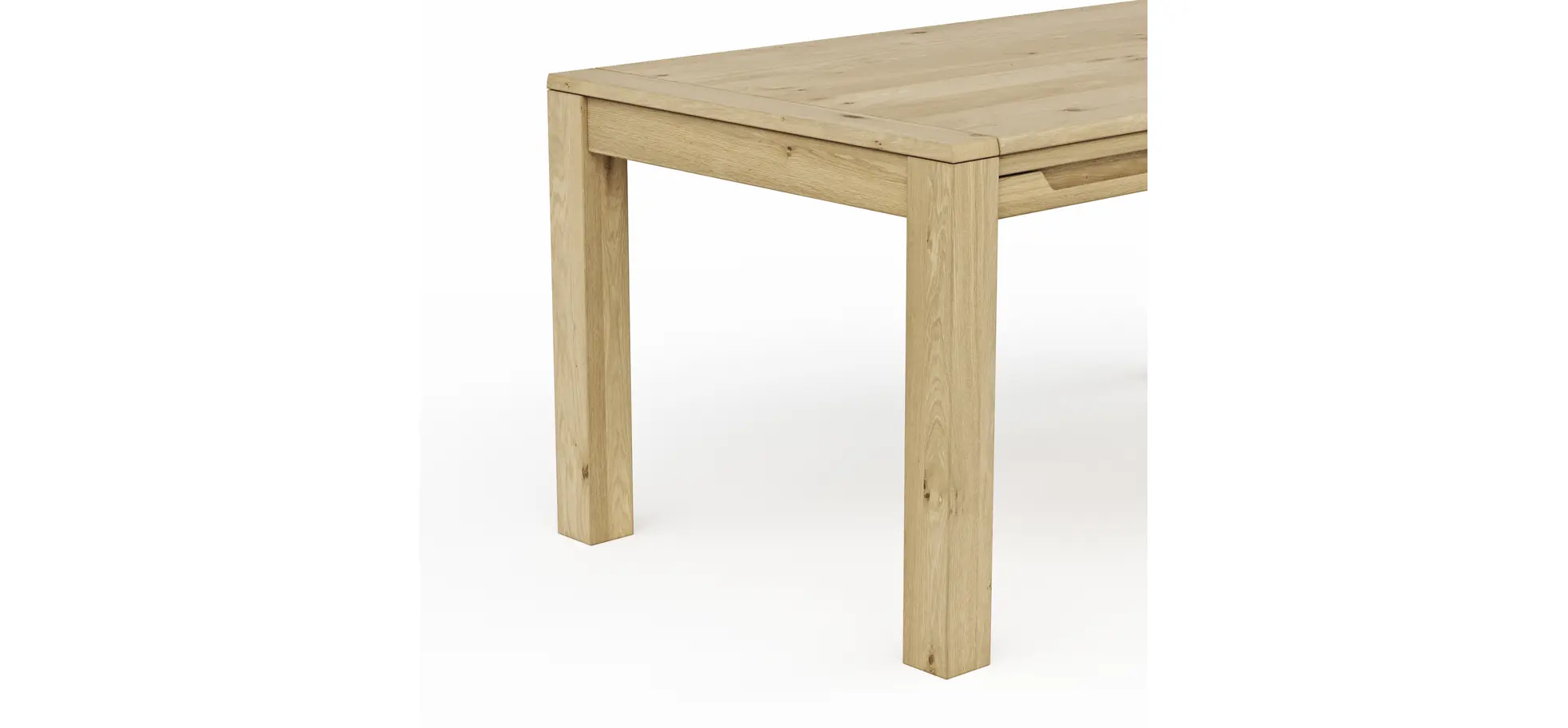 Esstisch Amora - ausziehbar, LB ca. 180x90 cm, Wildeiche massiv bianco