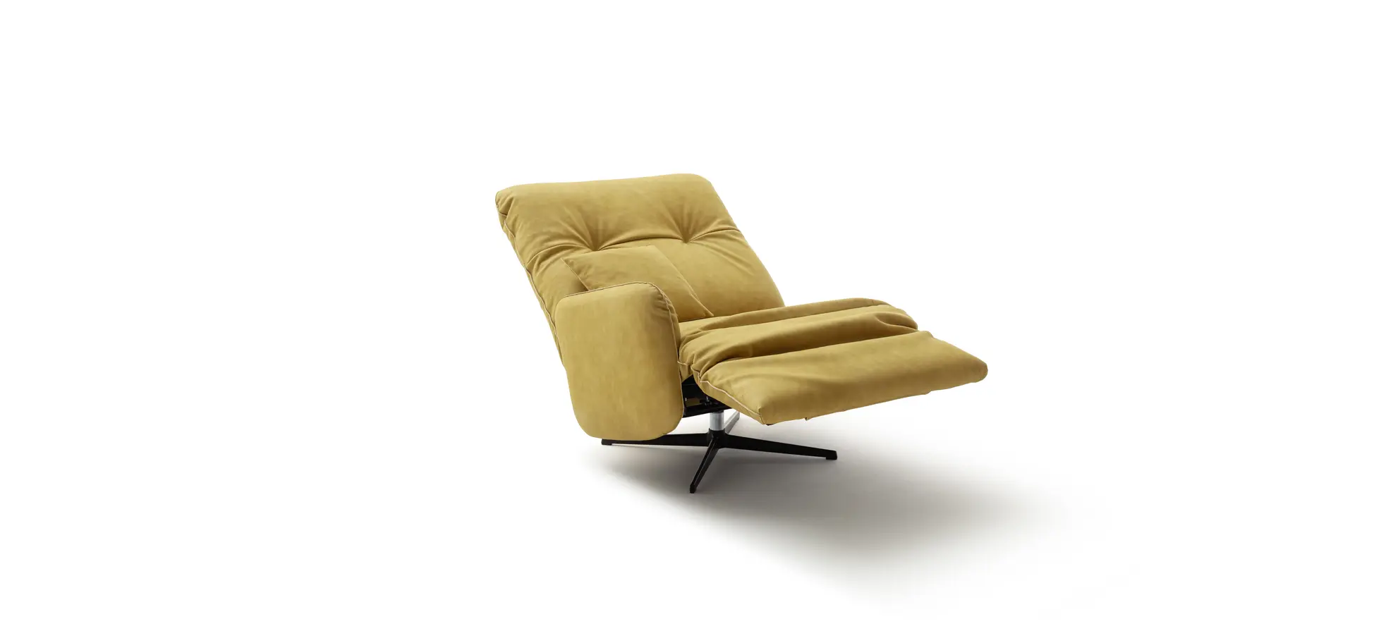 Loungesessel Lovere - Leder, Curry, Armlehne links