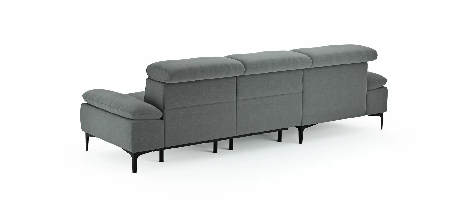 Ecksofa Felipa - Longchair links mit 2,5-Sitzer inkl. Armlehne verstellbar und Rückenlehne/Sitztiefe verstellbar (motorisch), Stoff, Grau