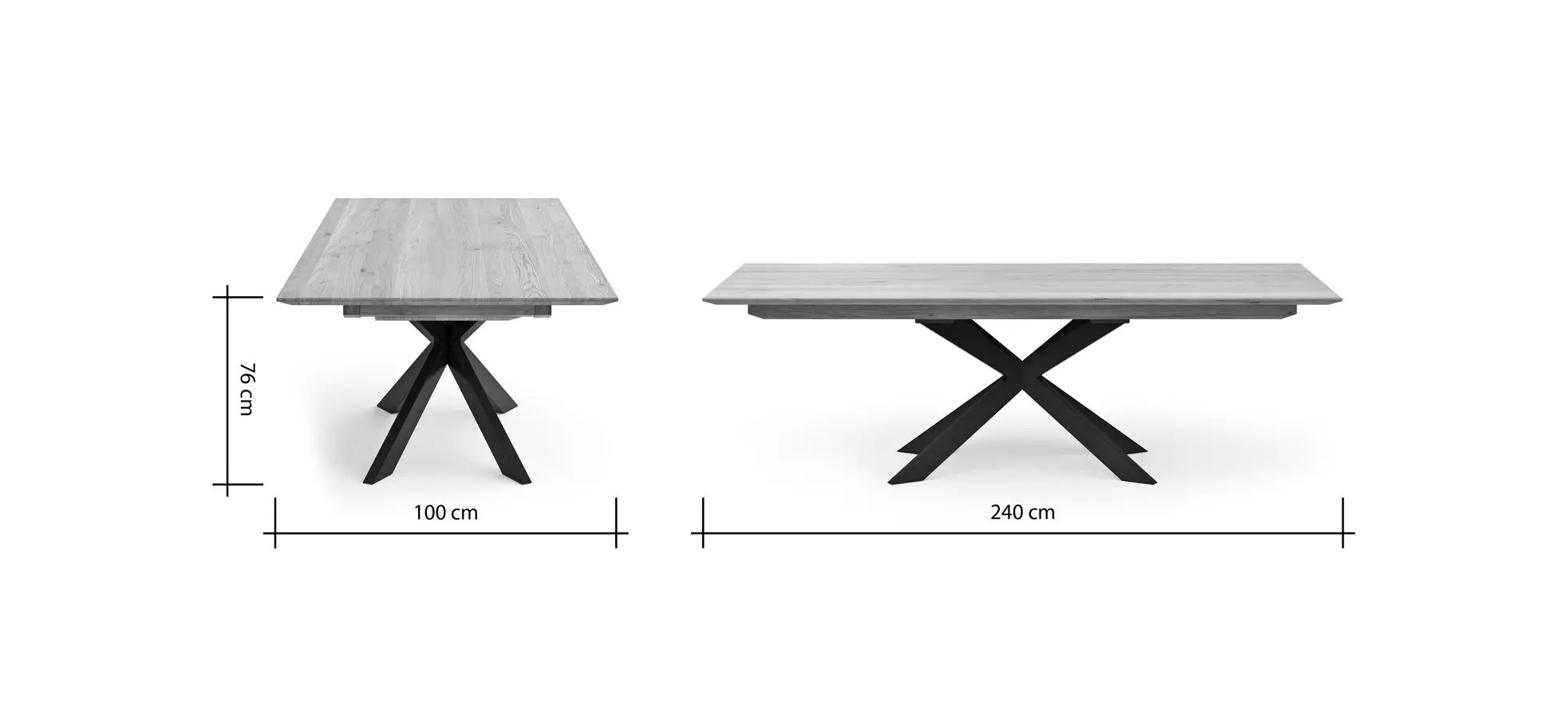 Esstisch Talara Lola - beidseitig ausziehbar, LB ca. 240x100cm, Wildeiche Bianco