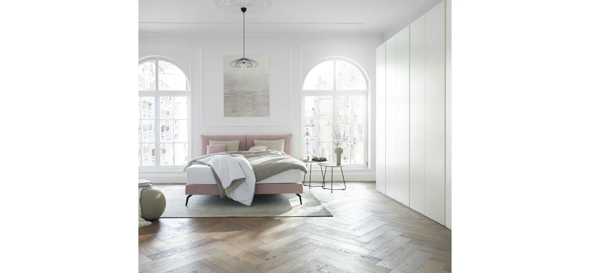 Boxspringbett Delia - Liegefläche 180x200 cm, Stoff, Rose 