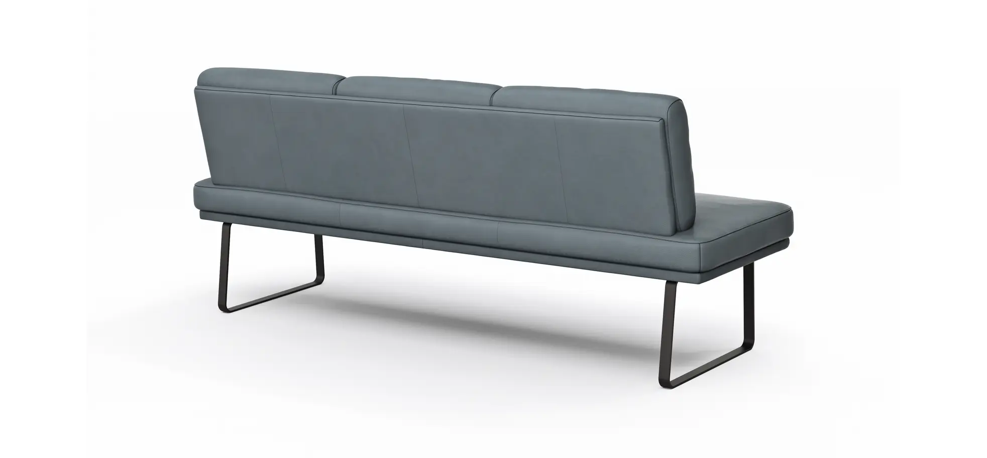 Bank Valloni - B ca. 221 cm, mit Rückenlehne, Leder, Hellblau