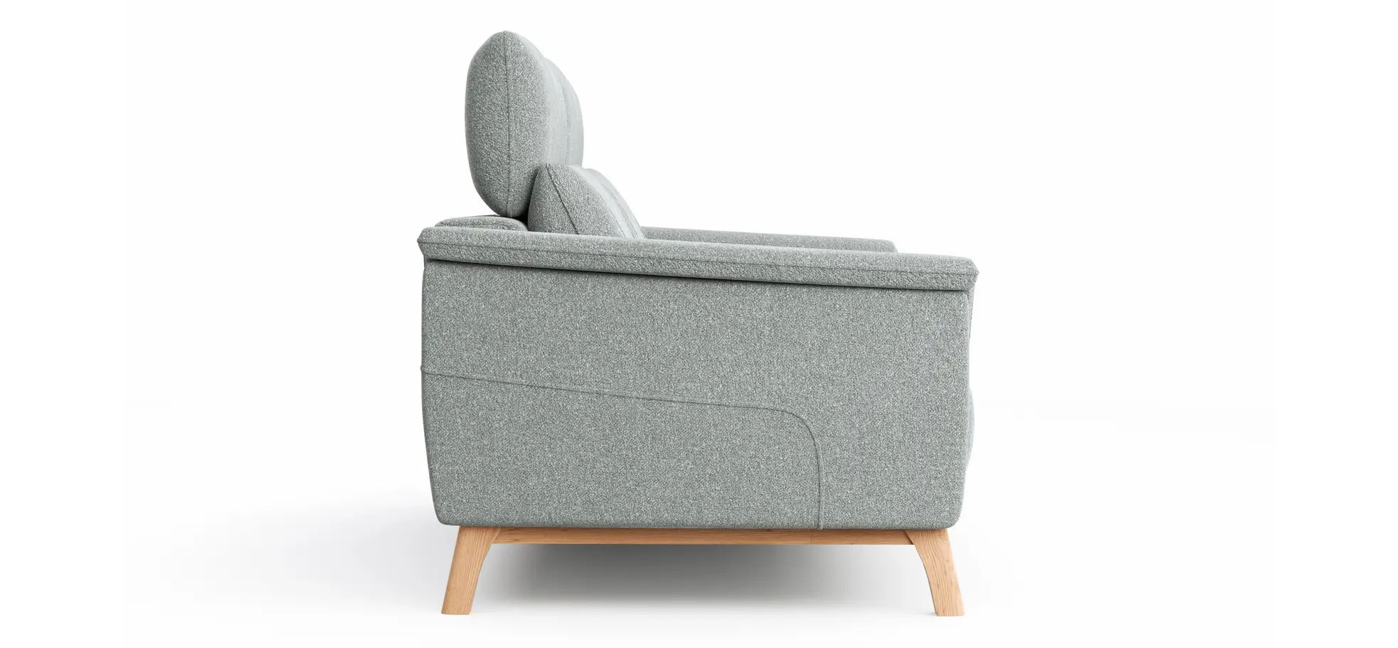 Sofa Nevin - 2,5-Sitzer inkl. Kopfpolsterverstellung, Stoff, Silbergrau