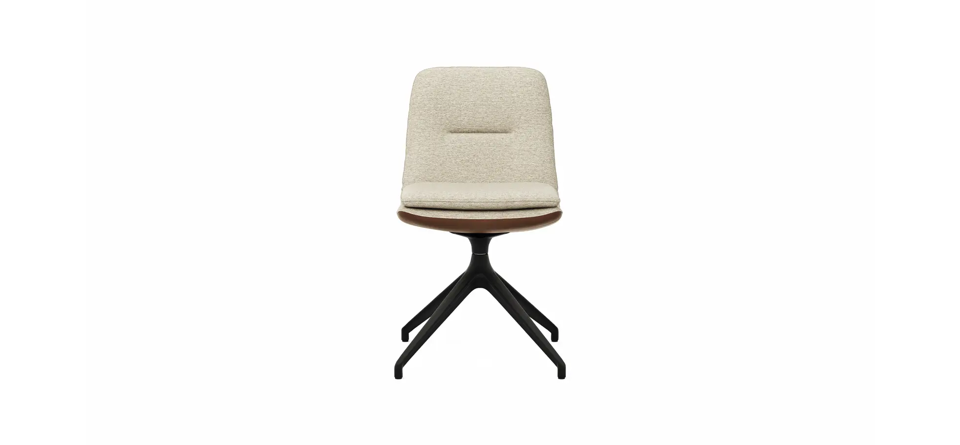 Polsterstuhl Macano - drehbar, Stoff & Leder, Beige, Cognac