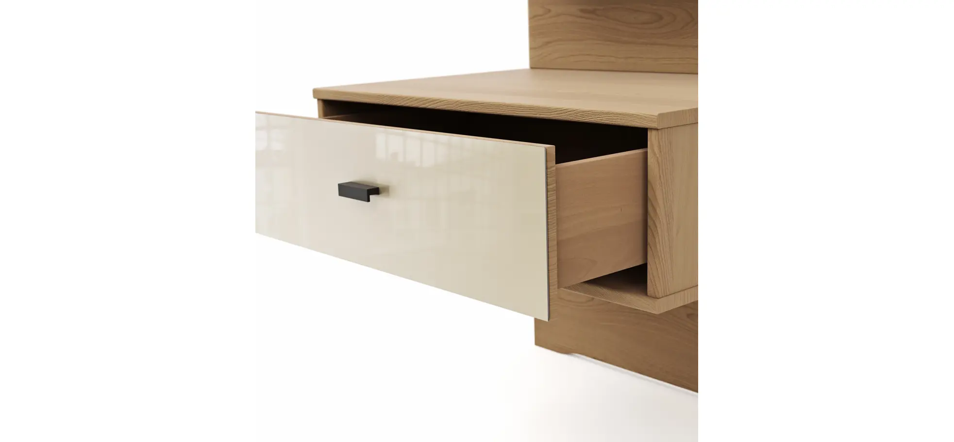 Nachttisch Lenoso - Eiche Nachbildung, Glas Graubraun